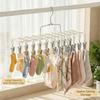 Stainless Steel 20 Clips Sock Drying Rack Non-Slip Heavy Duty Windproof Clothing Rack Space Saving Rustproof