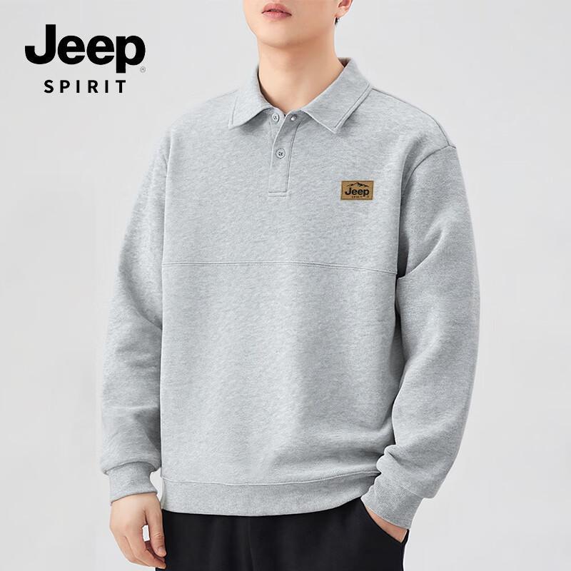JEEP SPIRIT Men's Loose Fit Lapel Sweatshirt