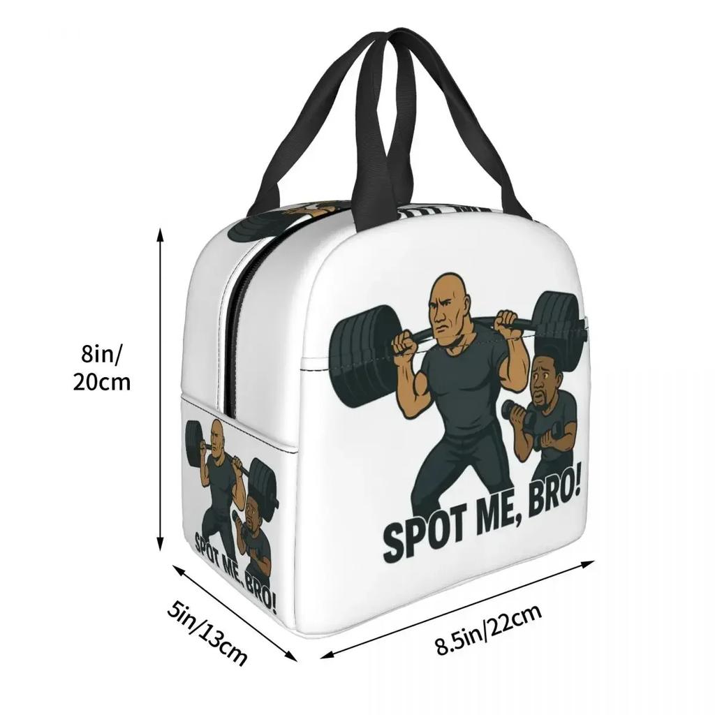 Dwayne Johnson And Kevin Hart Gym Cartoon Insulated Lunch Bag for Women Kids Portable Food Boxes Thermal Lunch Box Tote