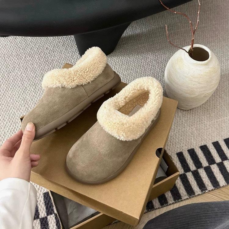 Mao Mao Shoes Women's Warm Wool Snow Boots Women's Shoes Bag Head Small Potato Lazy One Pedal 2025 Thick-soled Slippers
