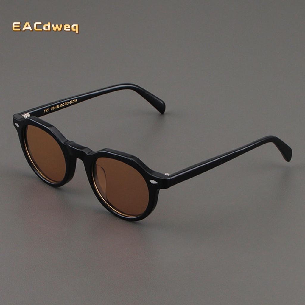 Retro Round Sunglasses Men Women Fashion Small Unisex Sun Glasses  Vintage Classic Driving Shades Luxury Rivet Square Eyeglasses