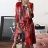 Large Size Women's Autumn Digital Printed Round Neck Long Sleeved Dress