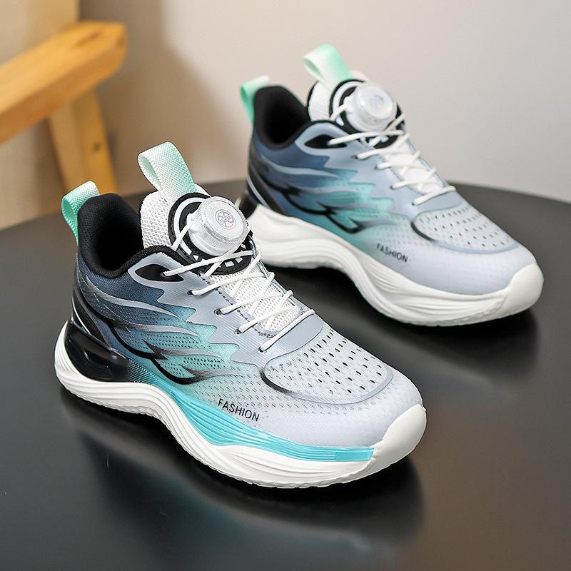 Boys sports shoes students lightweight non-slip skipping rope running shoes summer breathable button children's white shoes