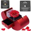 Apple Shape With Eternal Rose Flower Gift For Valentine's Day Birthday Party Zircon Pendant Necklaces Wedding Jewelry Box
