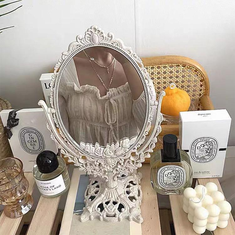 Oval Shaped Makeup Mirror Vintage European Style Makeup Mirror 360 Degree Rotating Swivel Desktop Makeup Mirror Home Decor gift