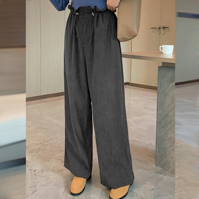 XHK2553 Large Winter Maillard Style Corduroy Pants - Elastic Waist, Retro, Plus Size