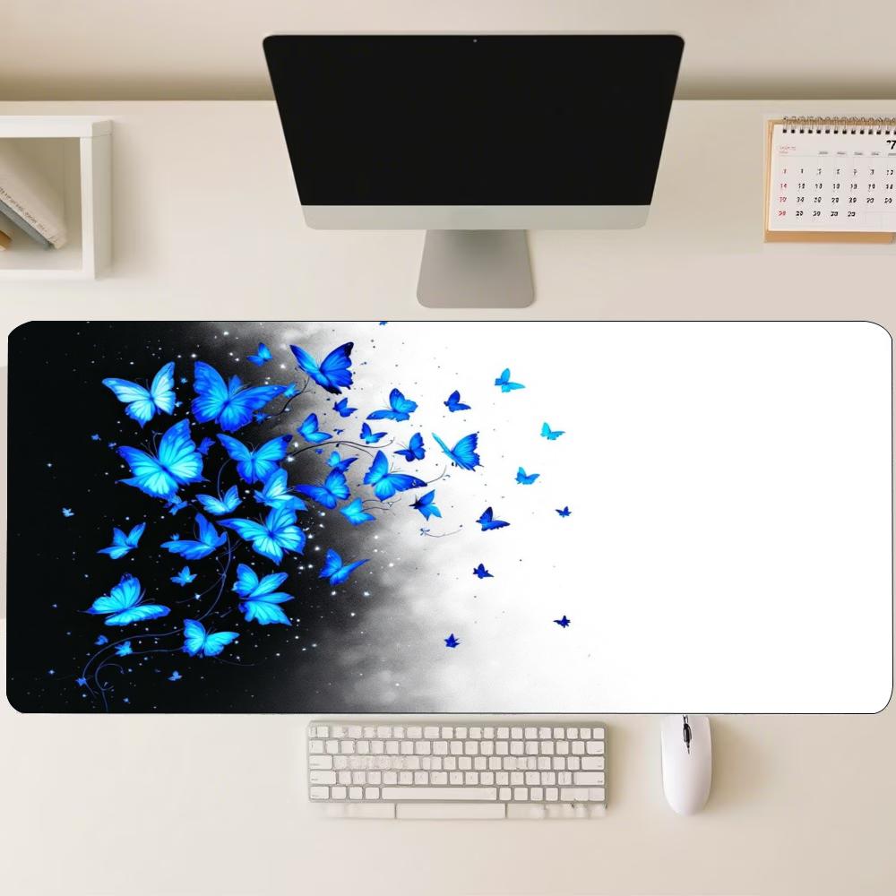 Glowing Blue Butterfly Fantasy Mouse Pad Smooth Thick Rubber Keyboard Desk Mat For Gaming Laptop Computer Desktop Peripherals