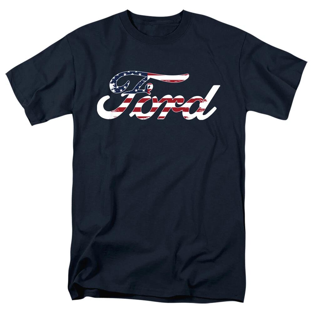 Ford American Flag Logo T-Shirt Men s Graphic Tee S-5XL Officially Licensed S