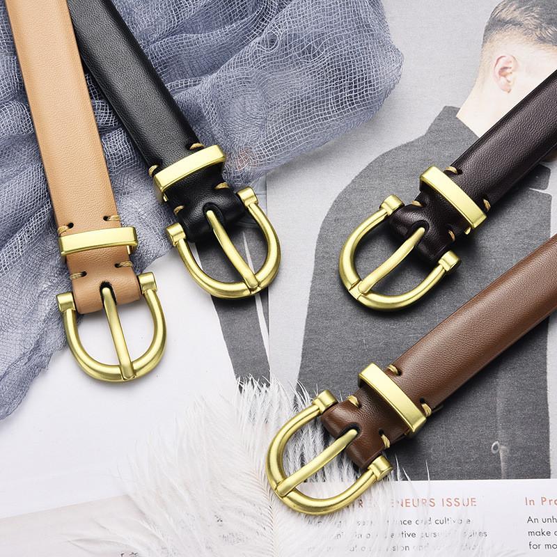 Pu Woman Fashion Leather Belt With Round Metal Buckle For Casual And Office Wear