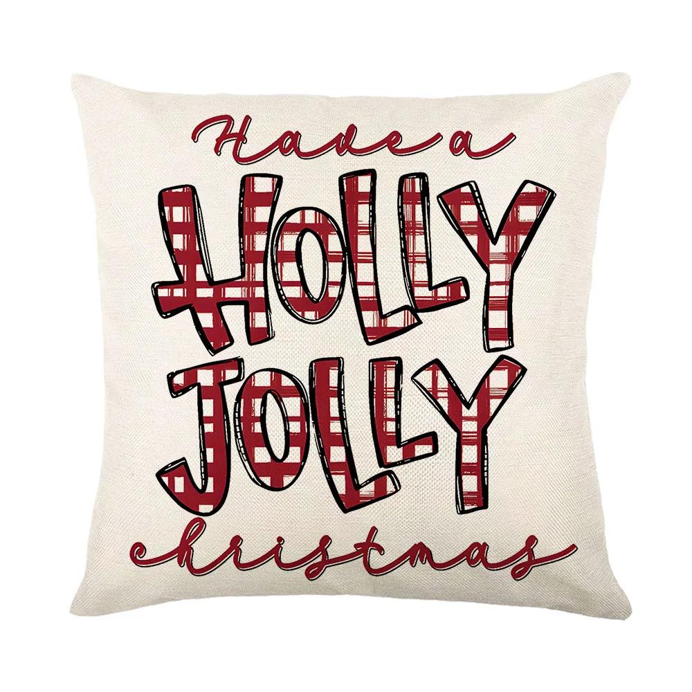 24 Year New Christmas Theme Home Linen Printed Pillow Cover, Holiday Car Pillow, Sofa Pillow, Cushion