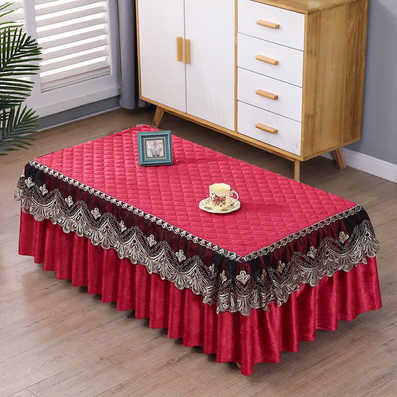 

Color Non Slip Coffee Table Cover Cover Modern Minimalist Living Room Rectangular Tea Phone Cover All-Inclusive For Home Dustproof Tablecloth Fabric Accessible Luxury Red Long 110 * width 55 high 40