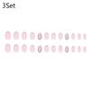 Fashion Pink Glitter French Press On Nails Short Round Fake Nails Reusable Nail Tips Women Manicure Accessories
