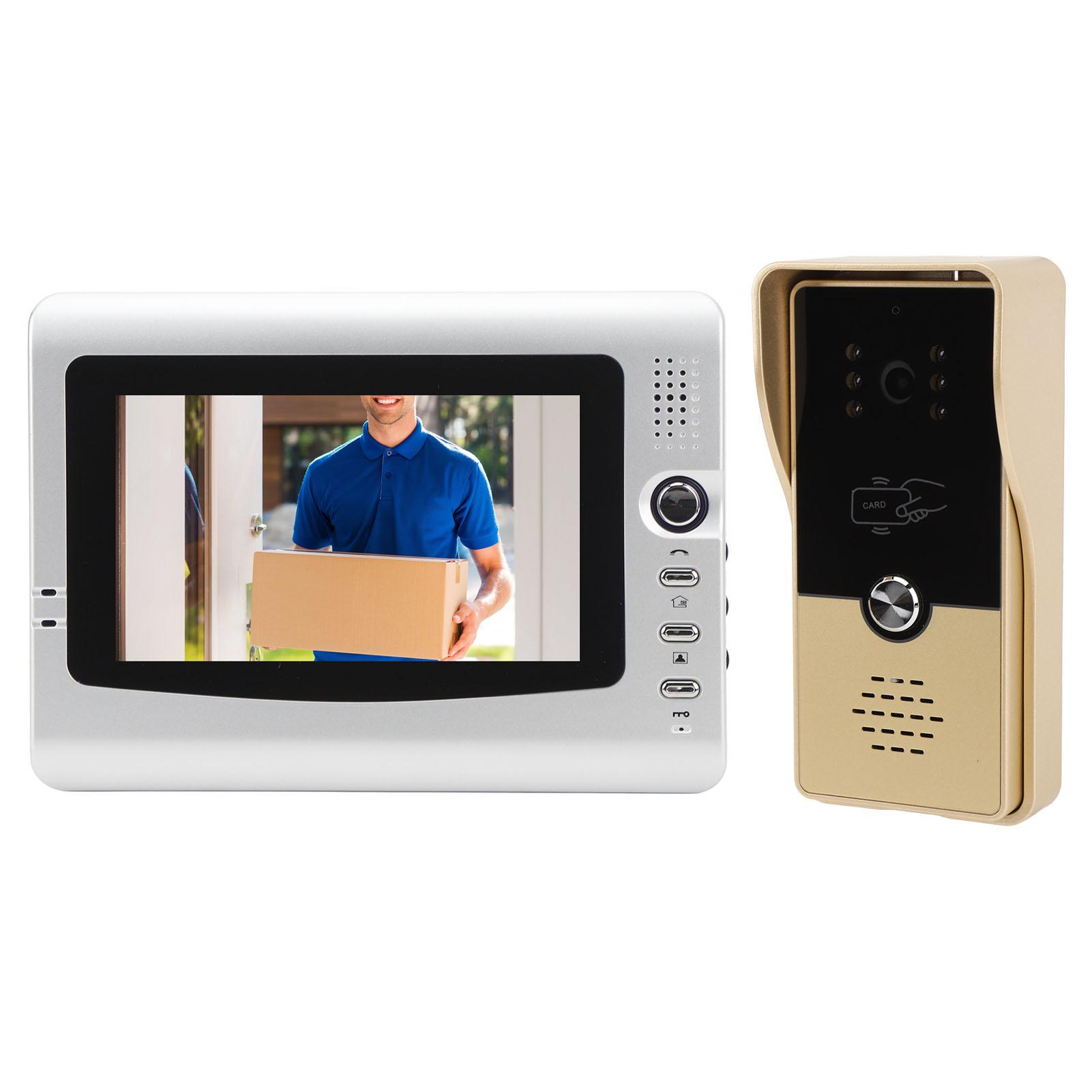 

Проводная система видеодомофона 7 дюймов Видеодомофонная система с HD-камерой для виллы и дома EU Plug золотой