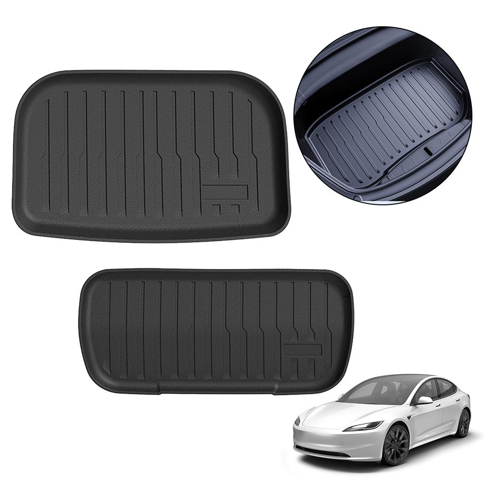 Für Tesla Model Y Juniper 2025 Auto Kofferraummatte vorne/hinten Bodenschicht TPE Wasserdicht Verschleißfest Schutzpolster Innenteile