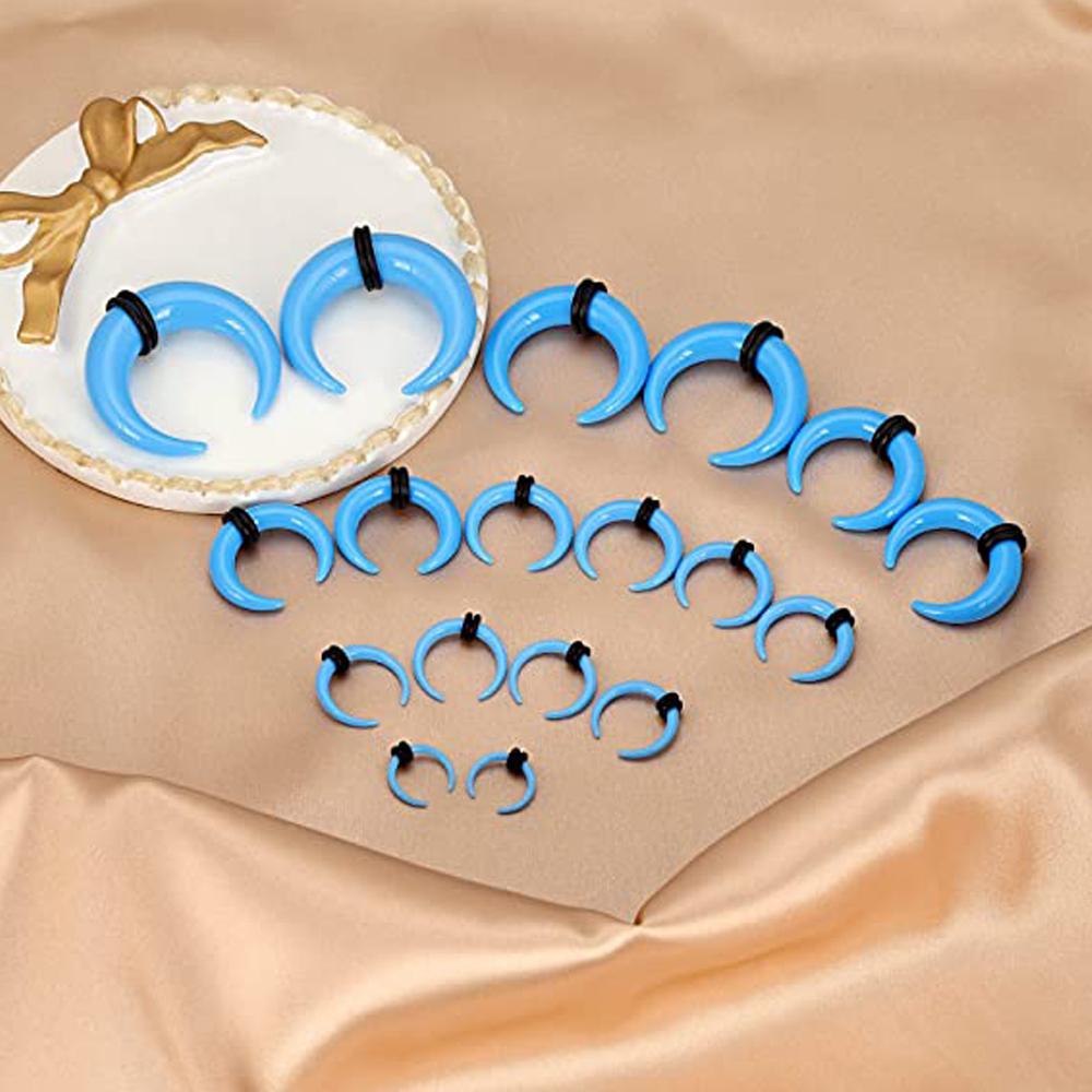 WKOUD 18Pcs Acrylic Septum Pincher Tapers C Shape Buffalo Ear Taper Kit Stretching Expander Rings for Nose Ear Gauges