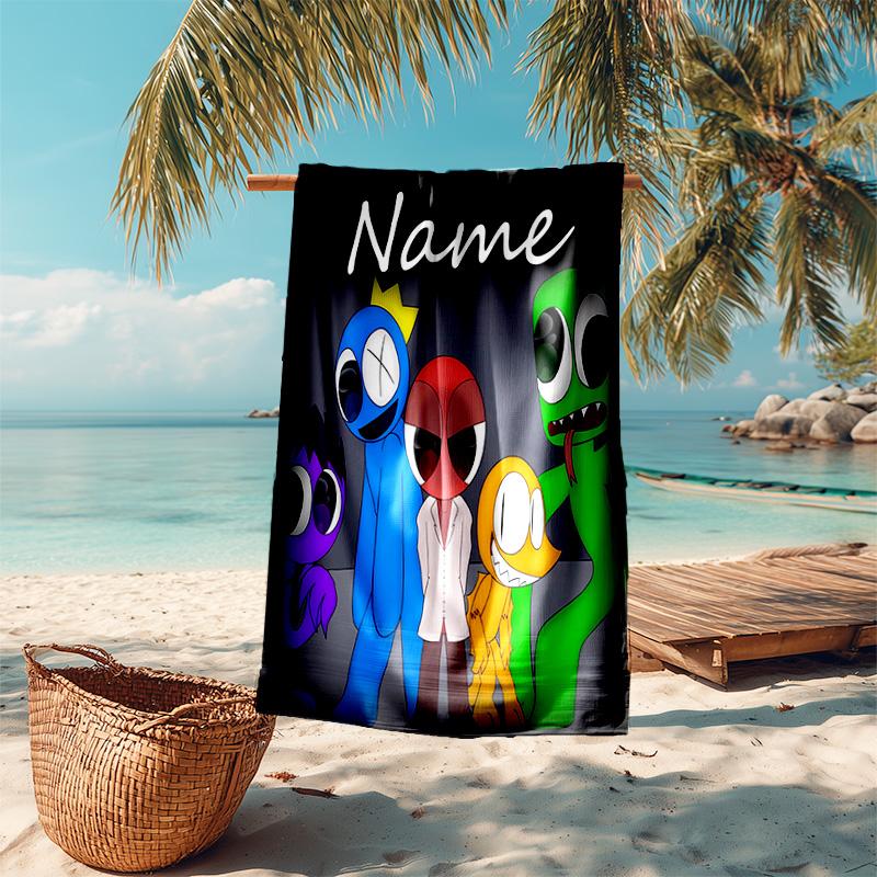 Personalized customized proof beach towel with Rainbow Friends pattern - soft, absorbent,quick-drying,perfect swimming,camping&bathing