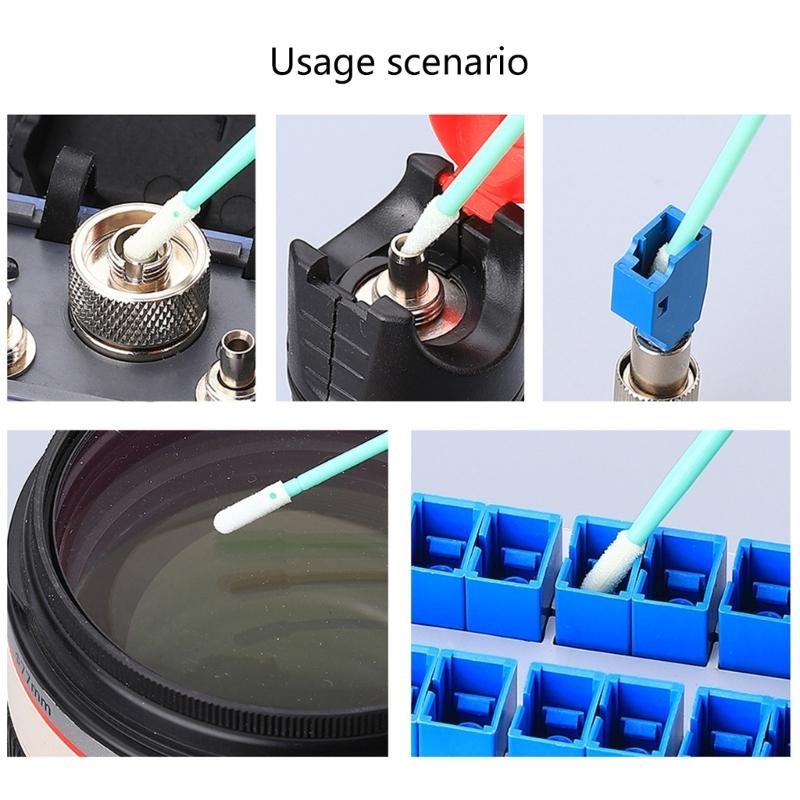 Pack Of 100 Fiber Visual Cleaning Swabs Not Shedding Particle Complimentary Fixed Absorption For / / / Couplings Camera Lens Maintenance Equipment