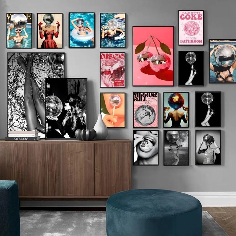 Party Canvas Painting Disco Ball Dancefloor Poster Home Living Room Bedroom Bar Cafe Art Decor Wall Art Decor