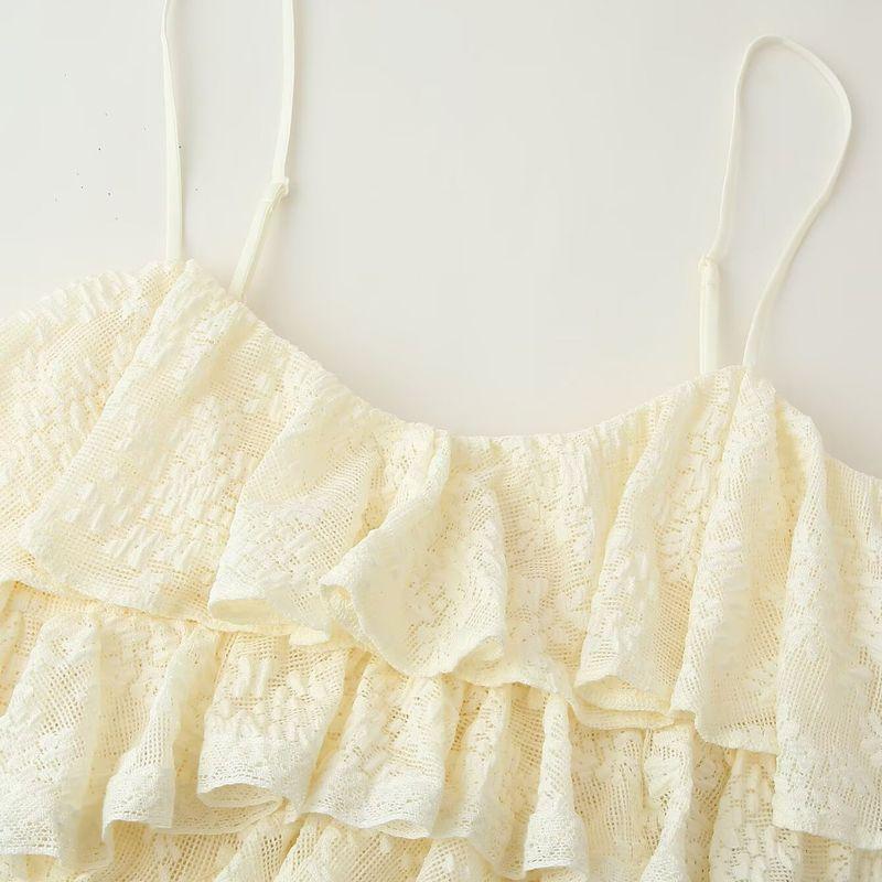 Jnleaog Spring New Arrival Women's Clothing Fashion Style French Fashion Design Lace Laminated Decoration Tops