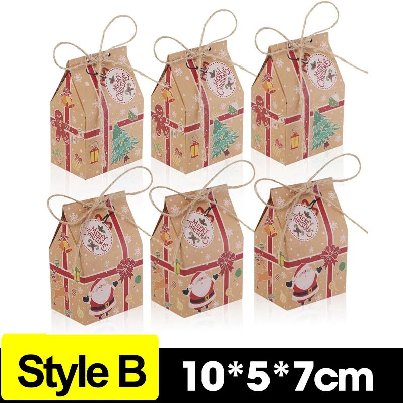 

1/50PCS Small Christmas Gift Box Kraft Paper Candy Snack Packaging Boxes New Year Xmas Party Decoration Gift Wrapping Supplies 1PCS&10x7x5cm