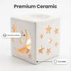 Tea Light Candle Holder Ceramic Oil Burner Hollow Moon Star Design Votive Candle Holders for Home Table Wedding Party Dinner