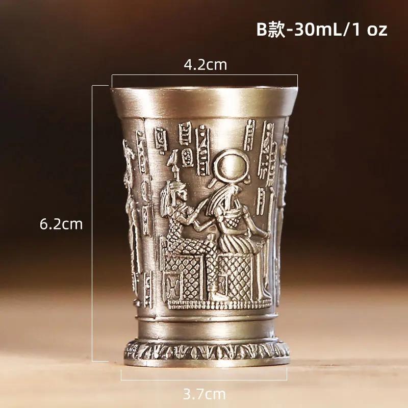 

3 шт./лот египетский миф ретро медный стакан рюмки 3D рельеф вино ликер спиртные напитки Клеопатра Рамзес Ра серебристые антикварные стаканы