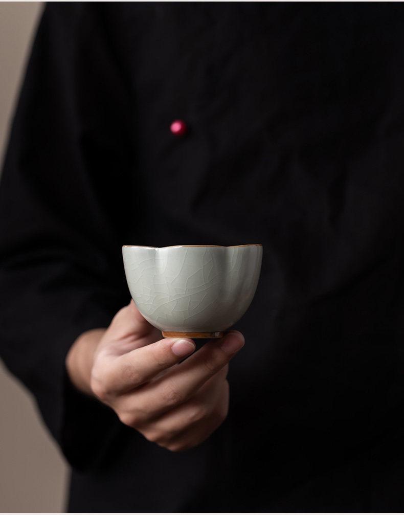 Ru Kiln Large Capacity Ceramic Tea Tasting Cup - Gongfu Tea Set for Home.