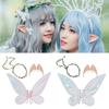 Aripi de zână sclipitoare, costum de Halloween, aripi de fluture cu coroană de flori și urechi de elf, cadou de petrecere