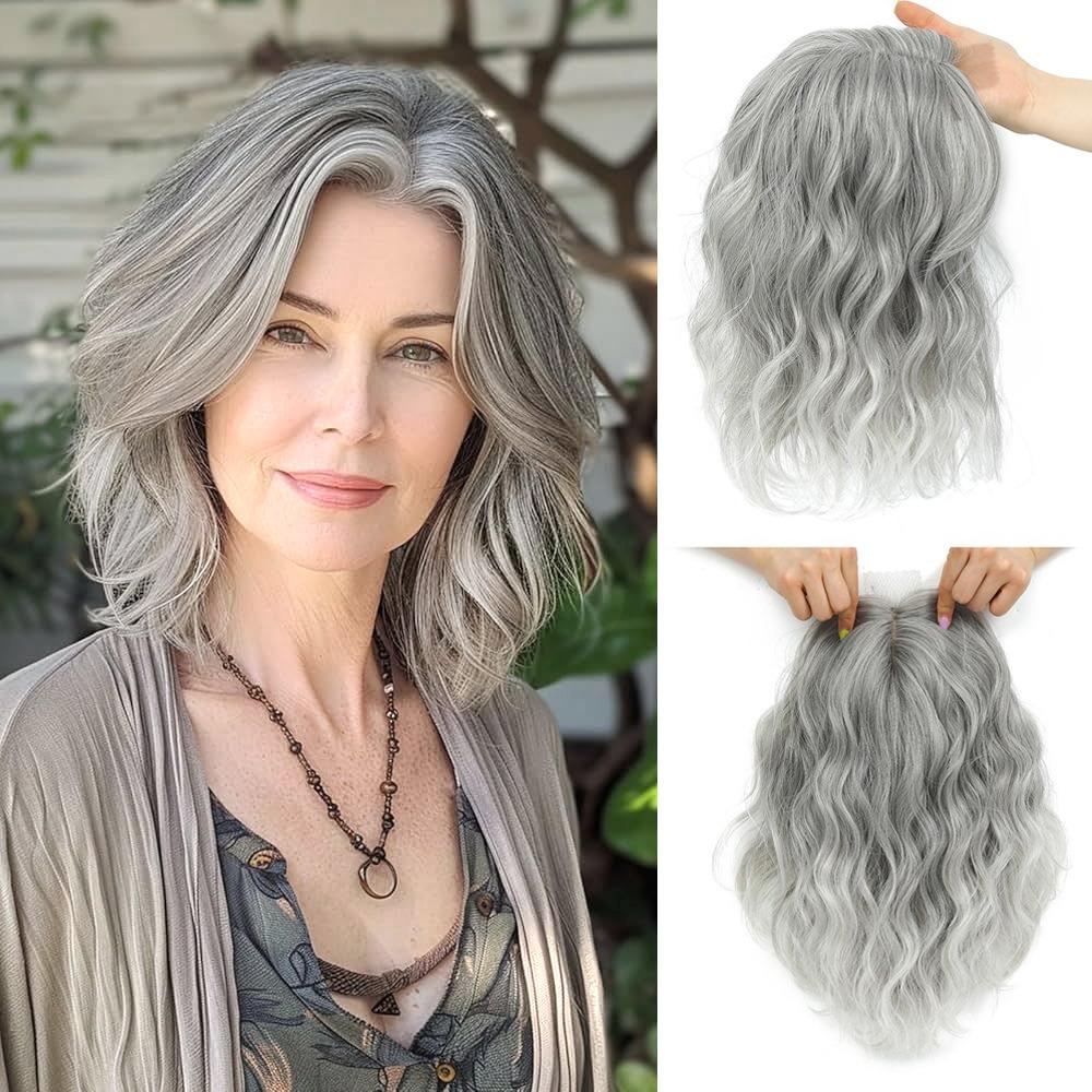 Middle Part Hair Toppers Wigs with Bangs Clip In Fringe Hair Pieces Synthetic Hair Bangs  Hair Loss 171T613