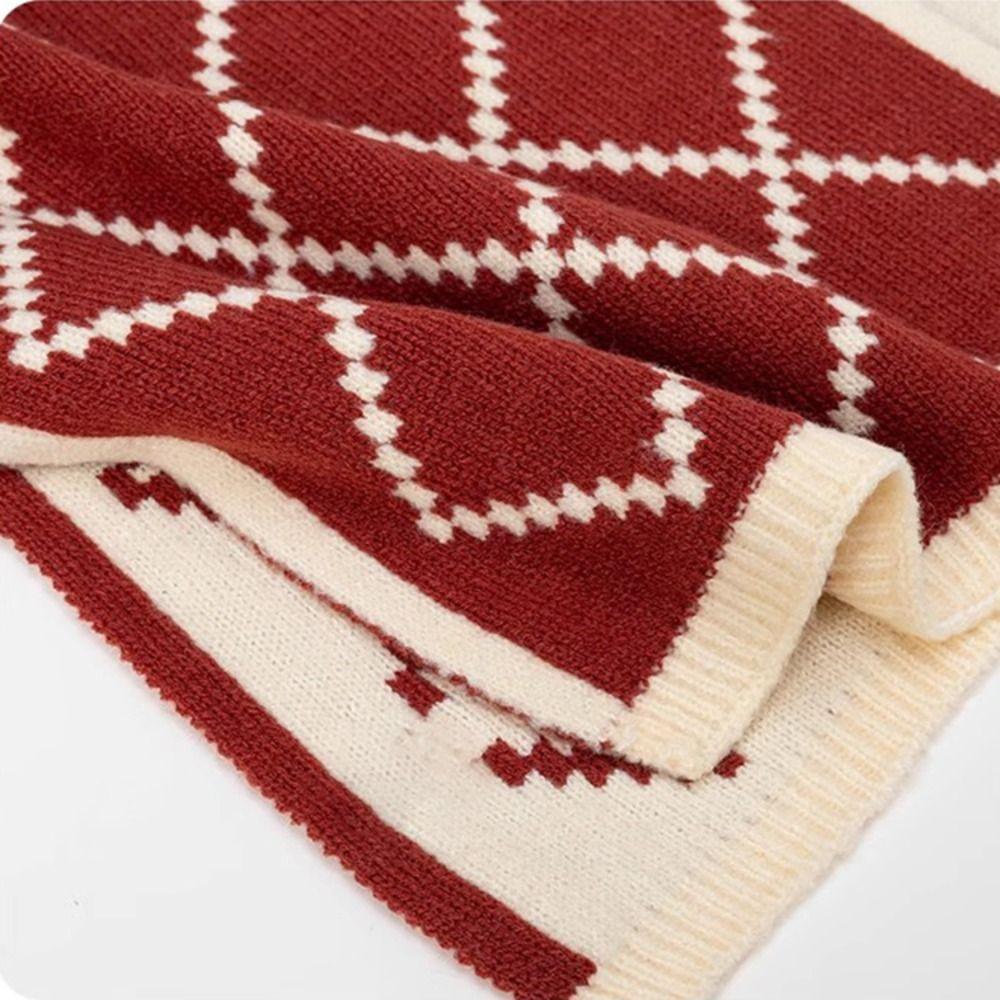 Winter Warm Long Scarves Plaid Women Scarf Vintage Knitted Scarf