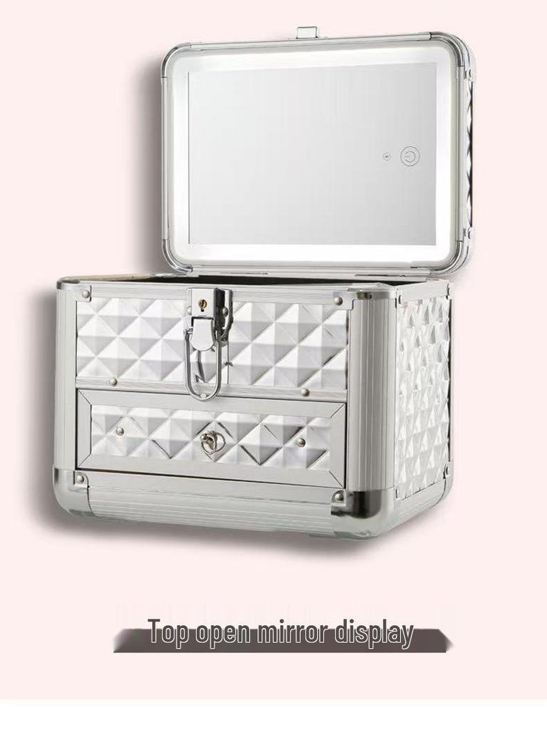 LED Mirror Makeup Bag: Large Capacity Cosmetics & Jewelry Storage Case for Professional Makeup Artists