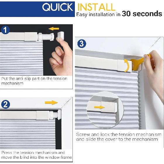 Wholesale High Quality Privacy Blackout Thermal Insulated No Drill Cordless Honeycomb Blinds For Hotel