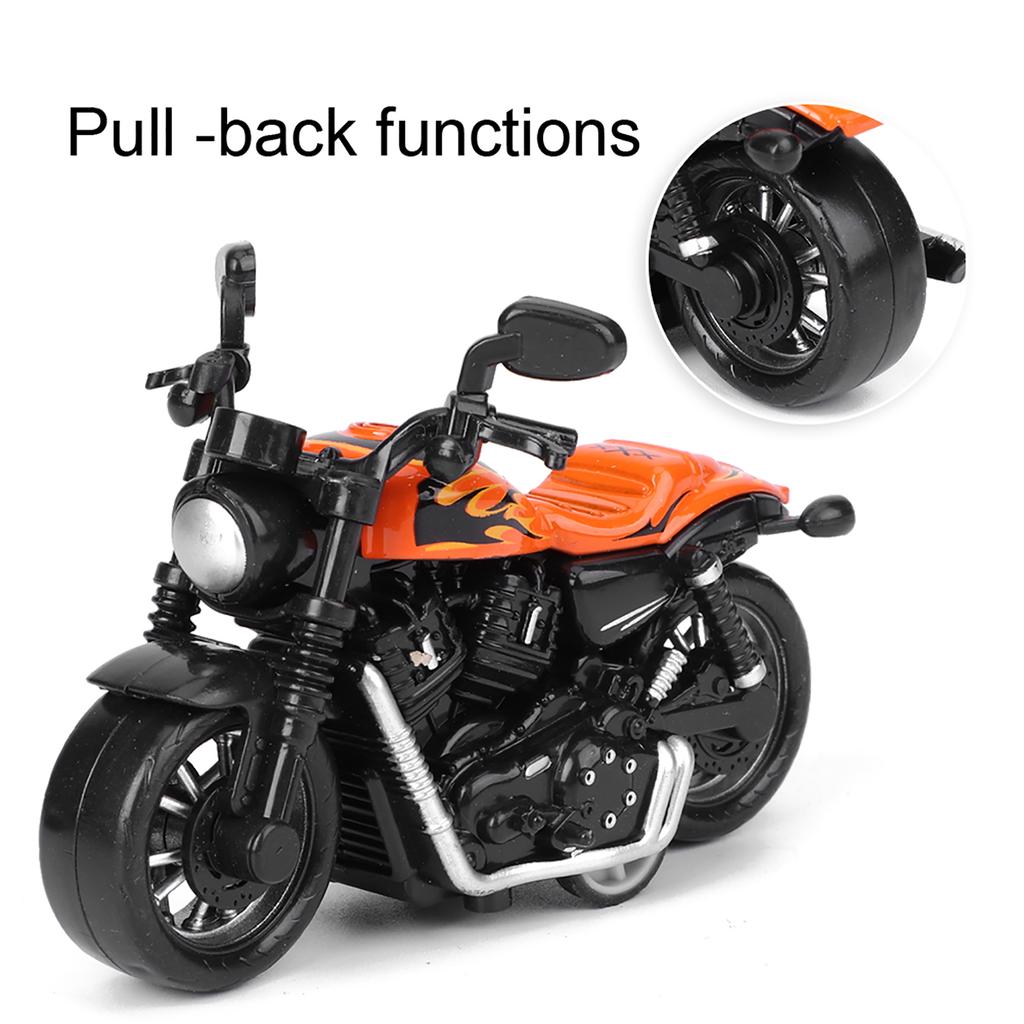 Alloy Motorbike Toy Model Highly Simulation Children Kid Pull Back Vehicle Toy(Orange )