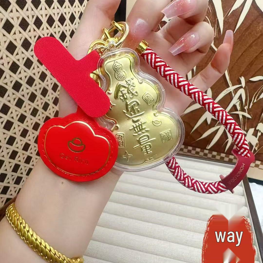 Golden 999 Pure Gold Fortune Bestowing Keychain Pendant – Lucky Gift for Girlfriend or Best Friend