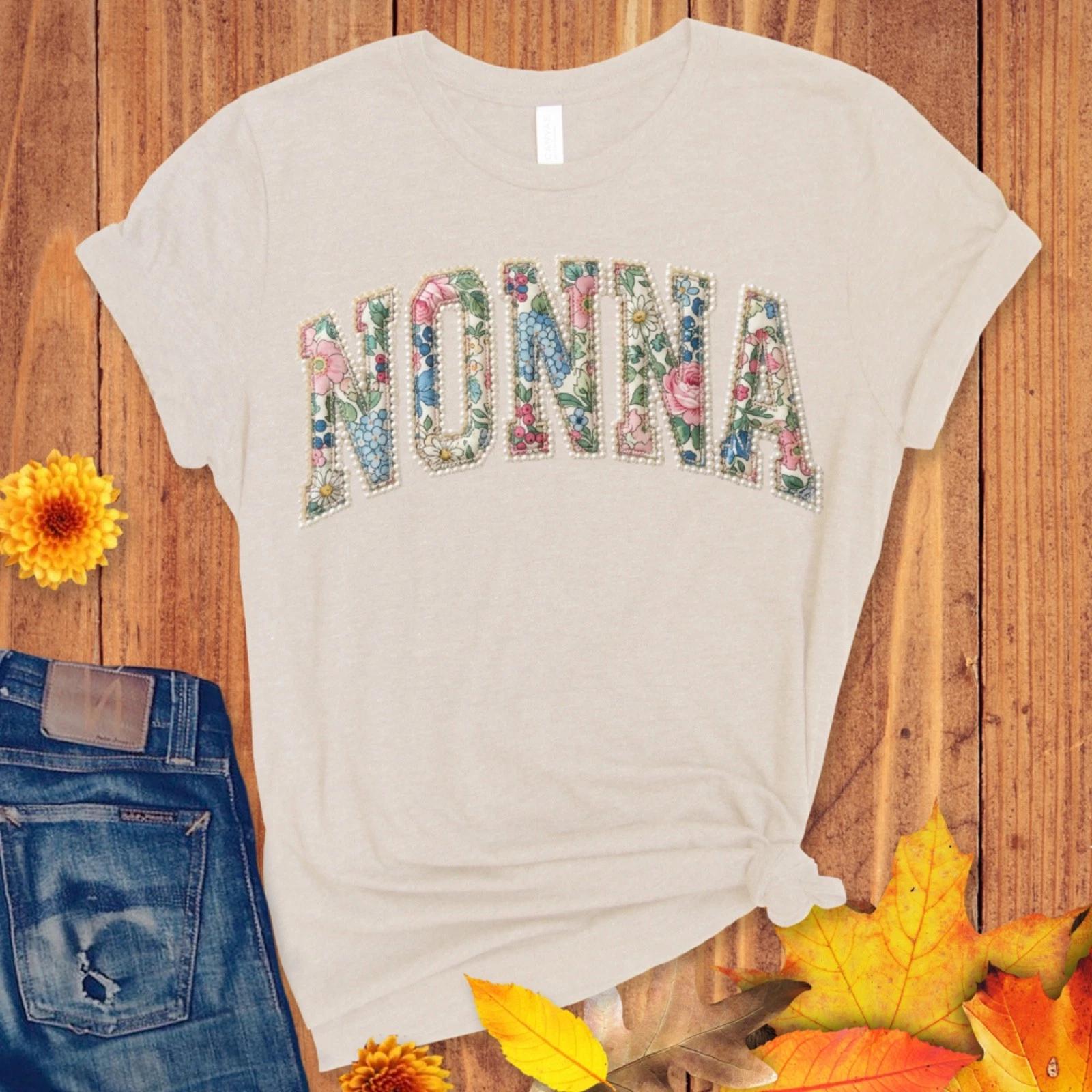 Elegant Nonna T-shirt, Floral Italian Grandmother Gift, Grandma Mother s Day M