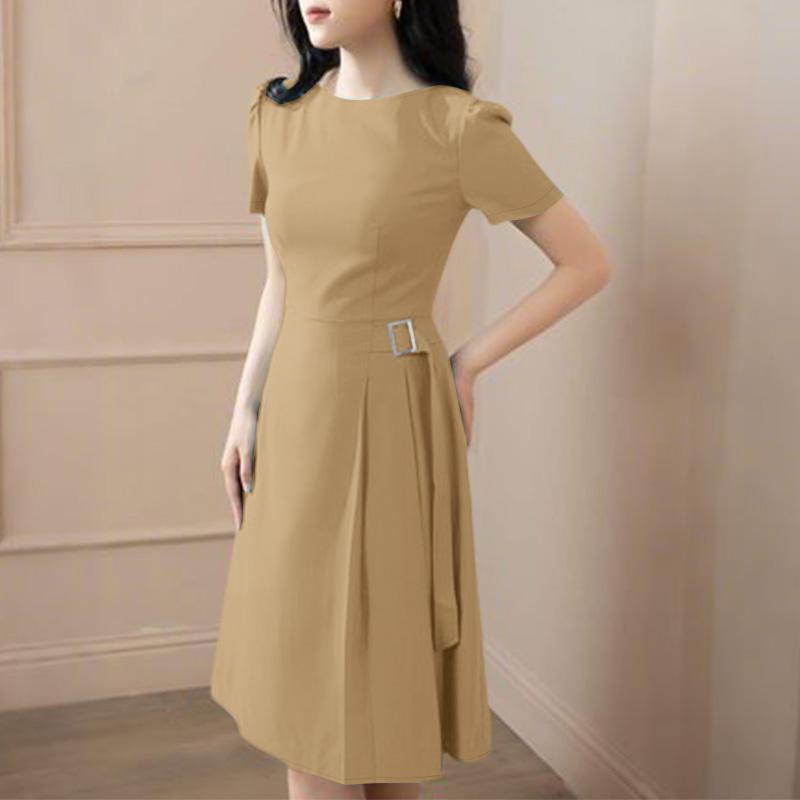 ZANZEA Women Casual Round Neck Summer Short Sleeve Dress