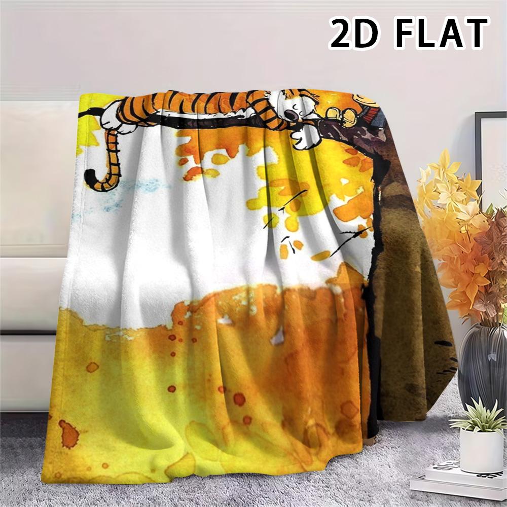 1Pc Calvin and Hobbes Print Flannel Blanket, High Quality Comfortable for All Seasons, Home Decor, Warmth and Comfort, Perfect for Christmas Gifts