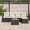 VidaXL Ensemble de Canapé de Jardin 6 Pièces avec Coussins Noir Poly Rattan Acacia 3347565