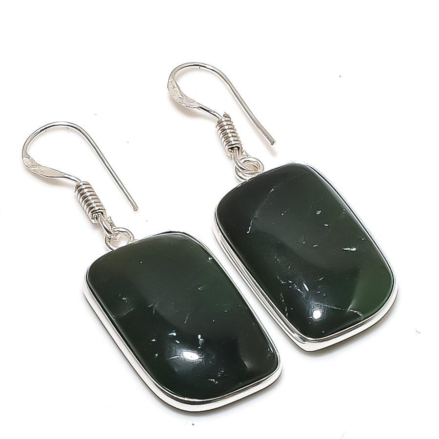 Natural Moss Agate Gemstone 925 Sterling Silver Jewelry Earring 1.73 AE-12360