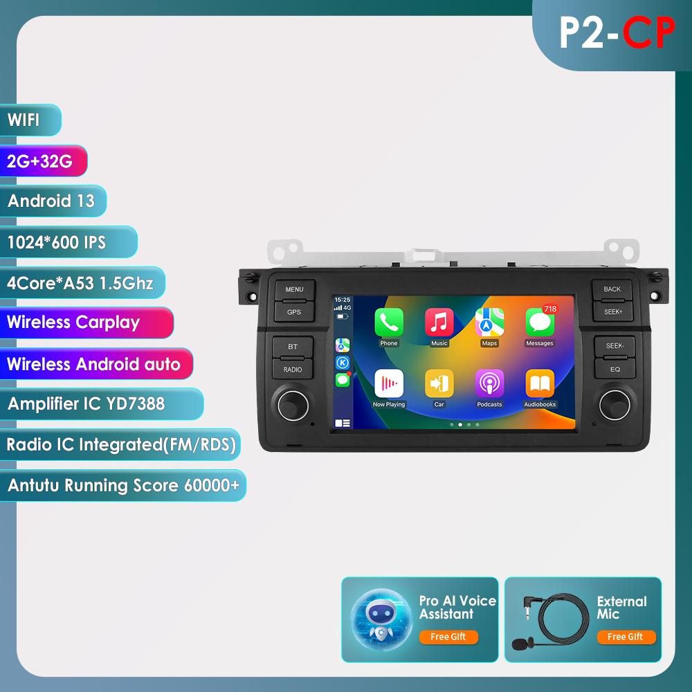 Hizpo 7 Inch 8G 128G AI Voice 2Din Android Auto Radio for BMW 3 E46 M3 318 320 325 330 335 Carplay 4G NET Car Multimedia GPS Intelligent Auto radio