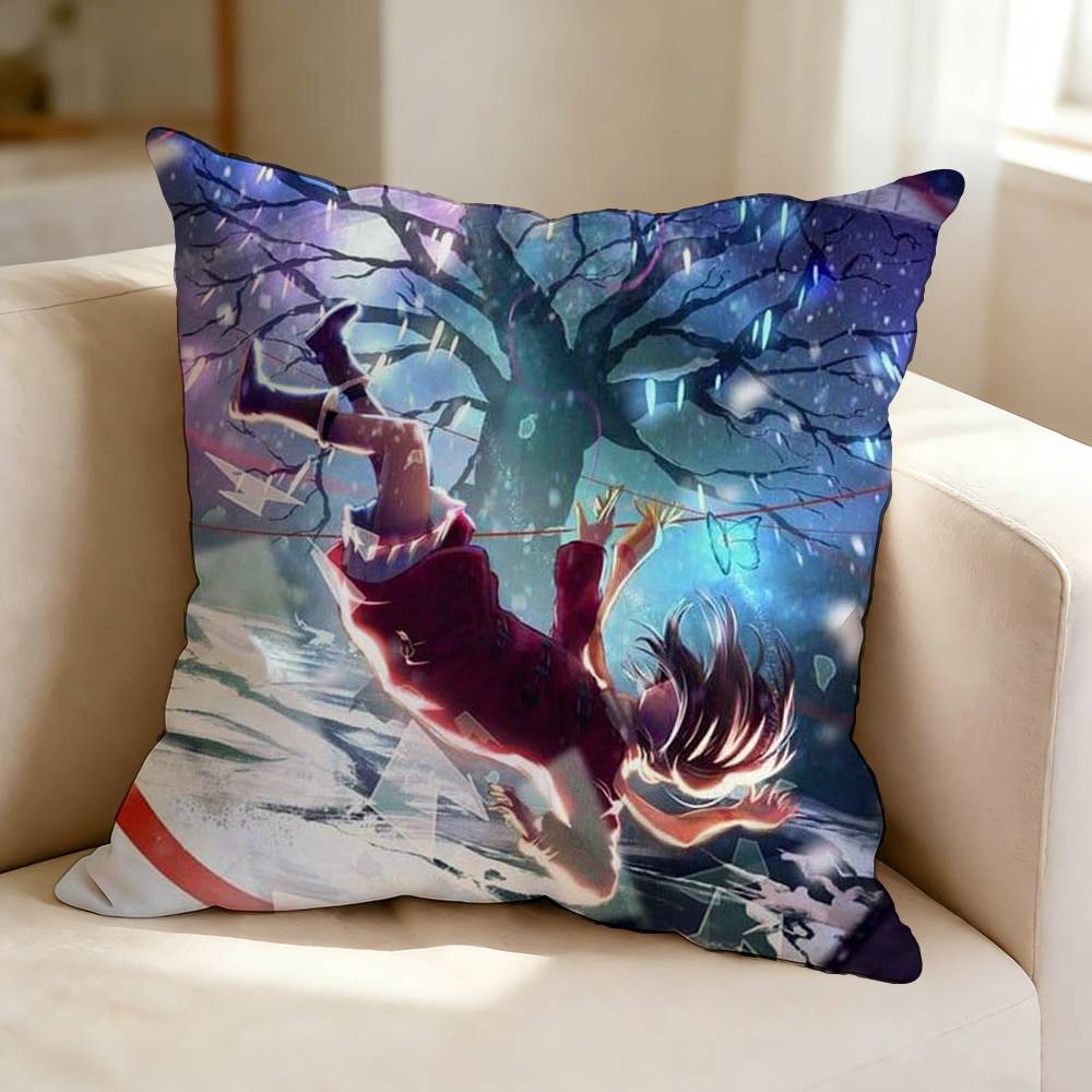 EErased Anime KKayo HHinazuki Pillow Case Square DoubleSided Sofa Cushion Cover Bedroom Bedside Pillow