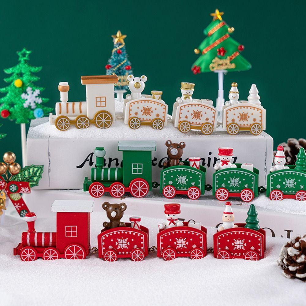 Carriages Cake Gift Xmas Party Props Christmas Ornament Home Decor Window Ornaments Wooden Train