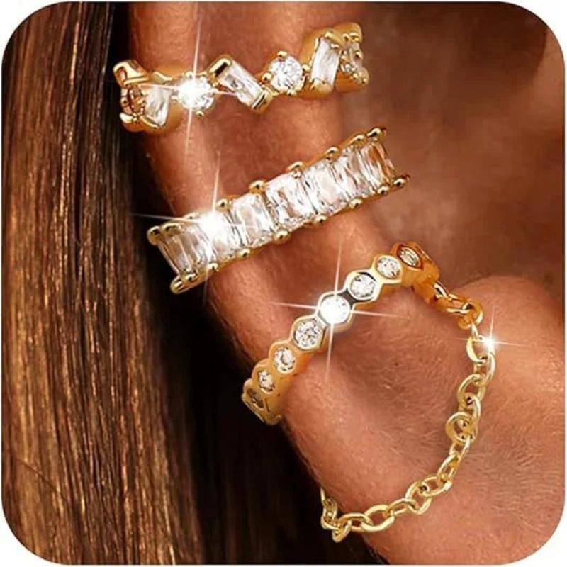 IF ME 3 PCS Gold Plated Ear Cuff Set For Women No Piercing Crystal Double Layer Minimalist Zircon Stackable Ear Clips Jewelry Gifts