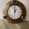 12-Inch Brass Antique Ship Porthole Clock - Nautical Marine Timepiece - Silent Analog Battery Quartz Wall Decor for Home & Office