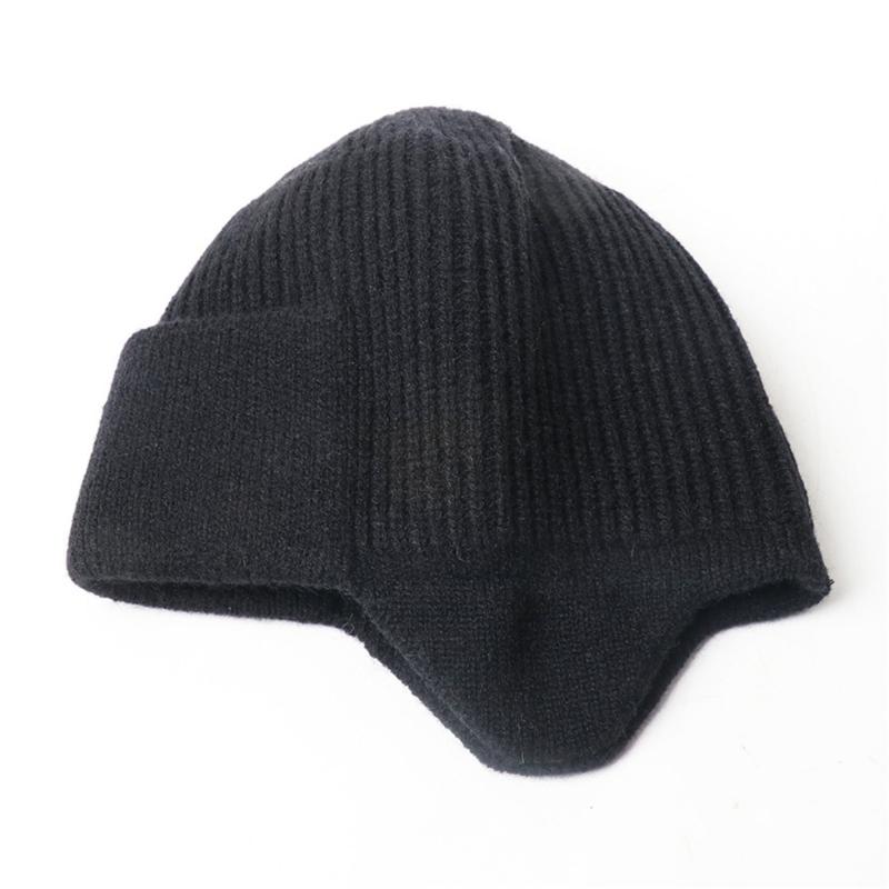 Knit Brimless With Solid Color Earflaps Design Soft Acrylic Winter Pullover Hat For Unisex Adults Teens Daily Cycling Wear