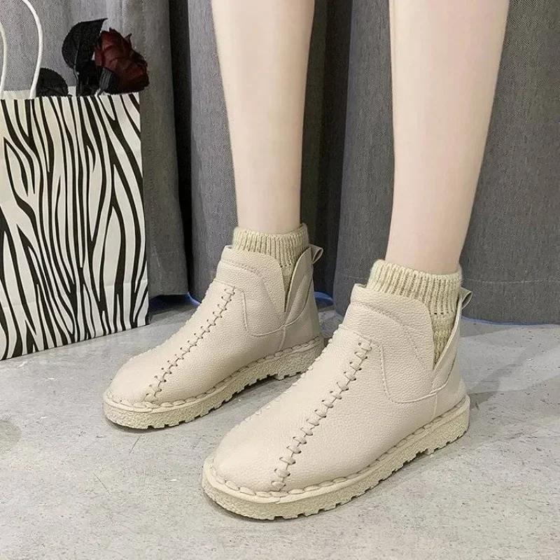Fashion Autumn Female Ankle Shoes Elegant With Low Heels Anti Slip Fashion Ladies Booties Snow Boots Comfrtable Winter 2024 Novelty Y2k