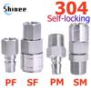 Pneumatic Fitting 304 Stainless Steel C Type Self Locking Hose Quick Connector High Pressure Coupler Plug PF SF PM SM 20/30/40