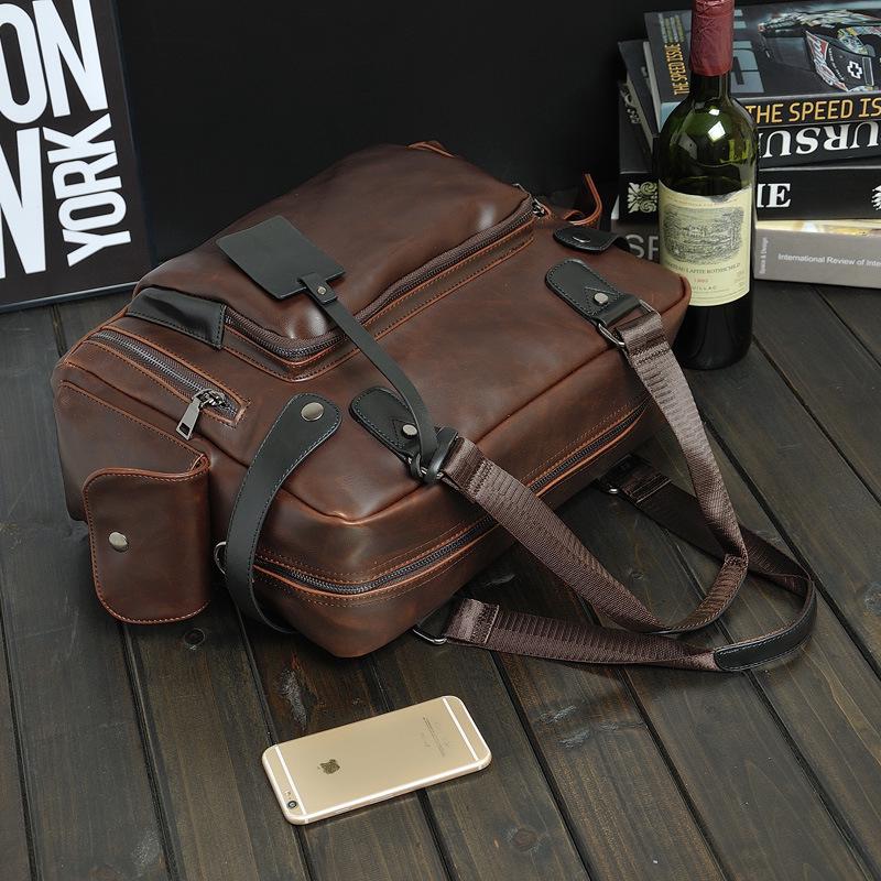 Herren Crazy Horse Leder Koreanische Freizeittasche Schultertasche Messenger Bag Handtasche Große Reisetasche Trendy Herrentasche