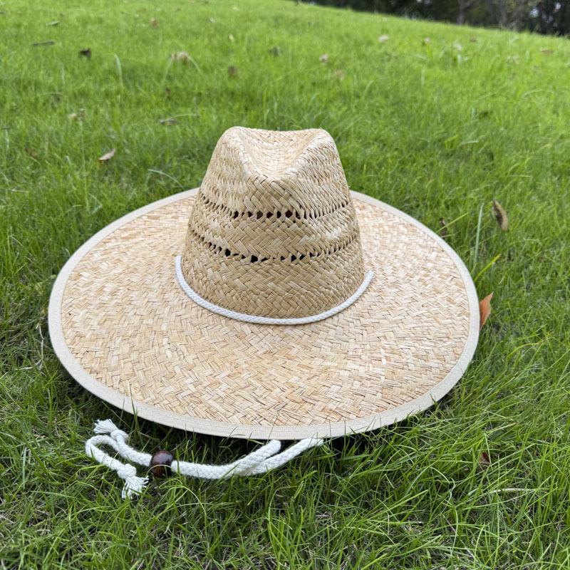 Beach Sun Hat for Women Wide Brim Panama Hats Hollow Out Straw Hat Summer Hat Wind Lanyard Roll Up Foldable Hat UV Protection