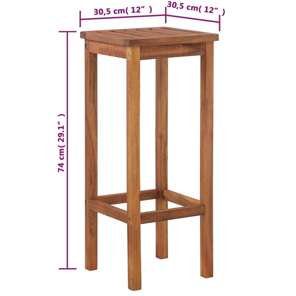 Bar Stool Set 2 pcs Solid Acacia Wood